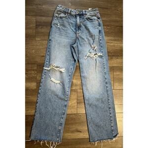 Garage Denim Wide Leg Distressed Ripped Jeans Size 3/ 26